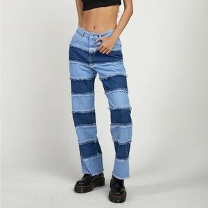 The Ragged Priest Infringement Blue Ultra-Distressed Panel Jeans size 30